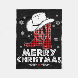 Cobertor De Velo Feliz Natal Botas de Cowboy Vermelho Xadrez Búfalo
