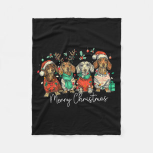 Cobertor De Velo Feliz Natal Cachorro Dachshund Natal Férias Pe