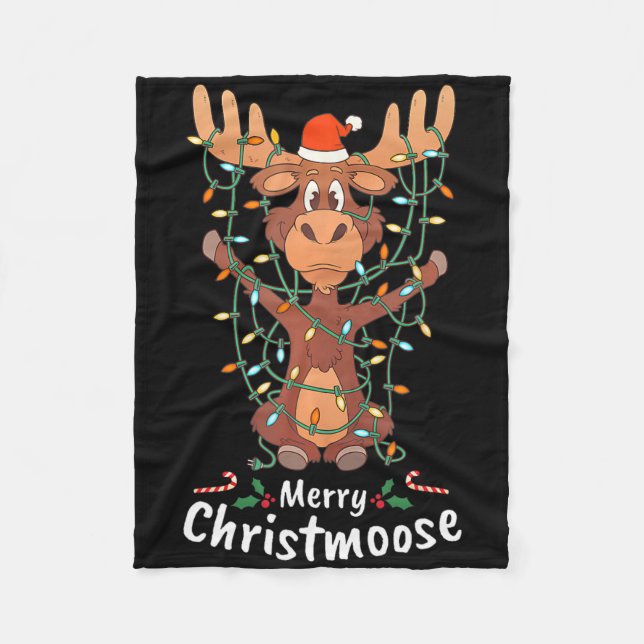 Cobertor De Velo Feliz Natal Christmoose Árvore de Natal Luzes (Frente)