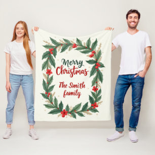 Cobertor De Velo Feliz Natal Com Coroa E Nome