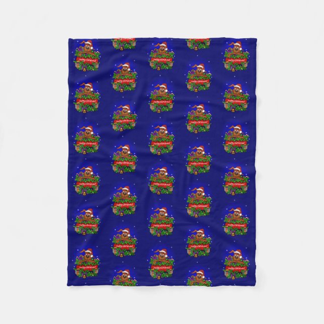 Cobertor De Velo Feliz Natal com o Rabbit de Natal (Frente)