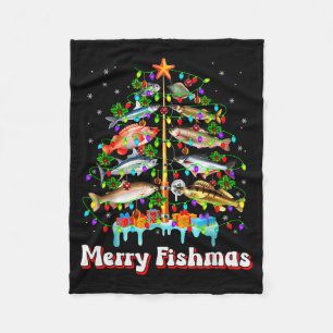 Cobertor De Velo Feliz Natal de Peixes Árvore de Natal Engraçado Pe