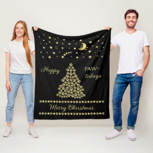 Cobertor De Velo Feliz Natal, Dourada e brilhante árvore de Natal