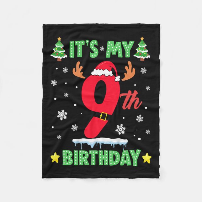 Cobertor De Velo Feliz Natal É o meu 9º Aniversário do Natal (Frente)