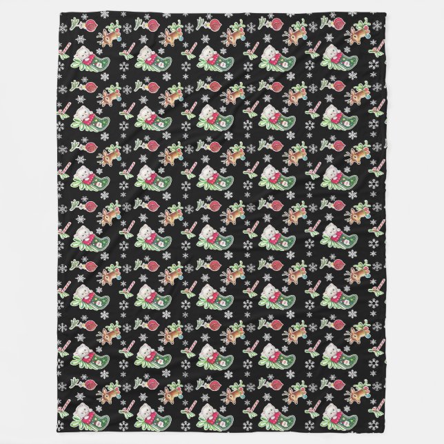 Cobertor De Velo Feliz Natal Feliz Reindeer Fleece (Frente)