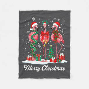 Cobertor De Velo Feliz Natal Flamingo Chapéu do Papai Noel Luz de N