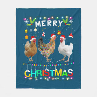 Cobertor De Velo Feliz Natal Galinha Camisa Santa Hat Luzes Xma