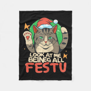 Cobertor De Velo Feliz Natal Gato Olhe Para Mim Sendo Festivo