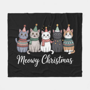Cobertor De Velo Feliz Natal Meowy Ano Felino Amante de Gatos Xmas