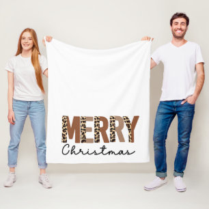 Cobertor De Velo "Feliz Natal" Moderno Bloqueio de Cor Leopard Boho