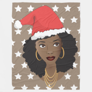 Cobertor De Velo Feliz Natal, Mulher Negra, Chapéu Vermelho de San
