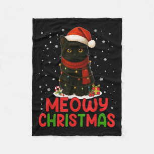 Cobertor De Velo Feliz Natal Papai Noel Engraçado Gato Negro