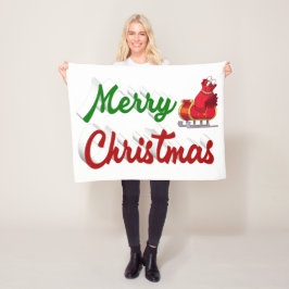 Cobertor De Velo Feliz Natal Papais noeis Sleigh red green script