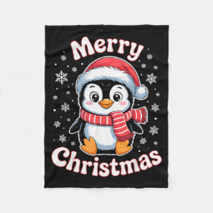 Cobertor De Velo Feliz Natal Pinguim Gorro de Papai Noel Fofo Floco