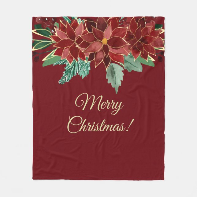 Cobertor De Velo Feliz Natal Poinsettia (Frente)