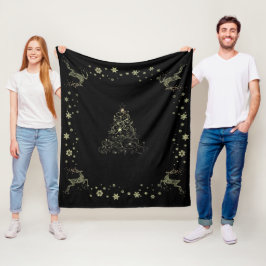 Cobertor De Velo Feliz Natal preto Fleece Blanket