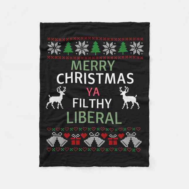 Cobertor De Velo Feliz Natal seus liberais imundos Camisa de Natal  (Frente)