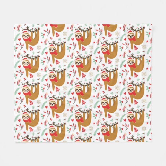 Cobertor De Velo Feliz Natal Sloth | Feriados (Frente (Horizontal))