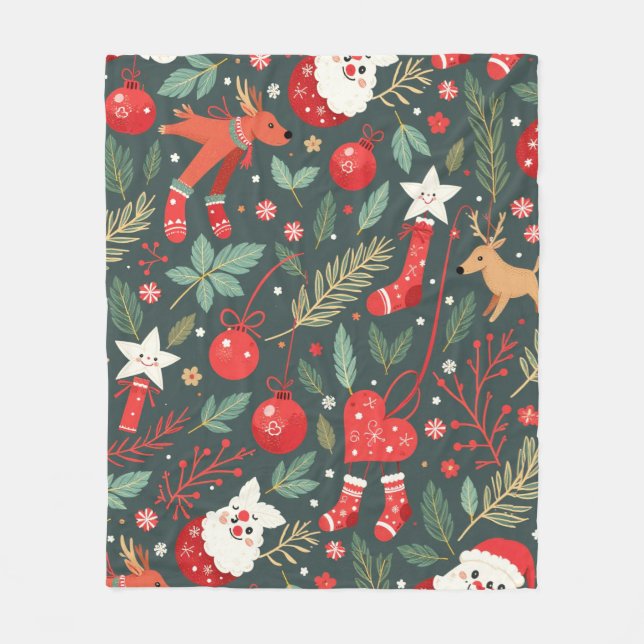 Cobertor De Velo Feliz Natal Whimsy (Frente)