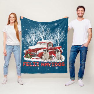 Cobertor De Velo Feliz Navidog Santo Bernard Christmas Dog Lovers