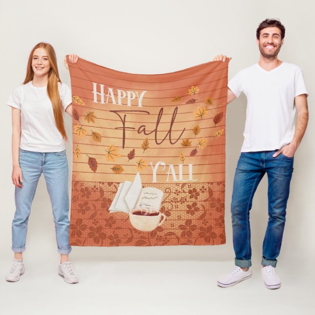 Cobertor De Velo Feliz outono, vocês todos com folhas de café e out (In Situ)