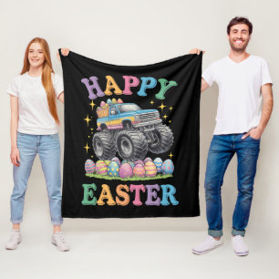 Cobertor De Velo Feliz Páscoa Caminhão Monstro Engraçado Esmaga Ovo