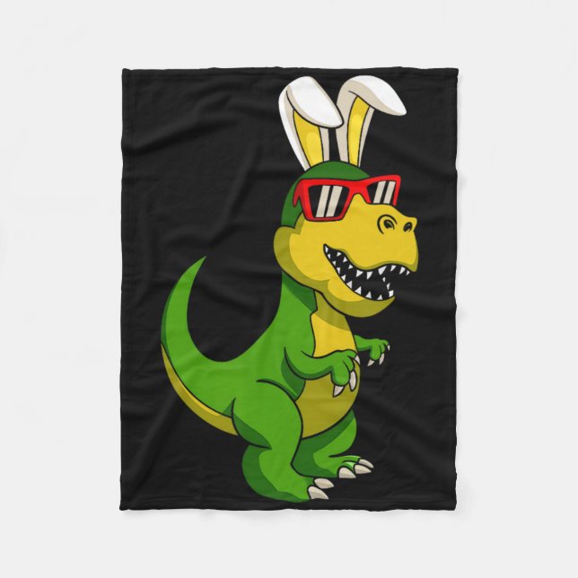 Cobertor De Velo Feliz Páscoa Dinossauro Bunny Orelhas Páscoa Menin (Frente)