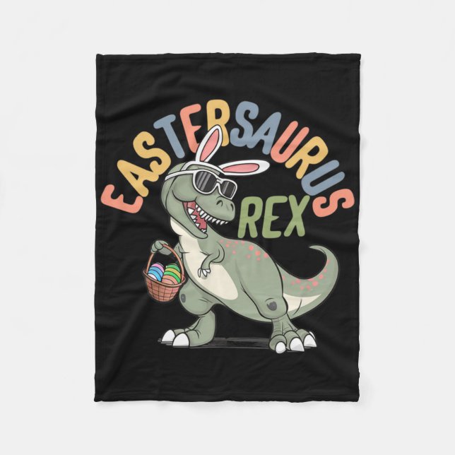 Cobertor De Velo Feliz Páscoa Eastersaurus Rex T-rex Crianças Menin (Frente)