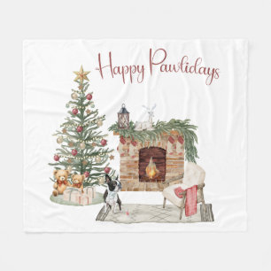 Cobertor De Velo Feliz Pawlidays Design de Cachorro - Boston Terrie