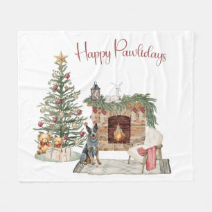 Cobertor De Velo Feliz Pawlidays Design de Cachorro - Cão Bovino Au