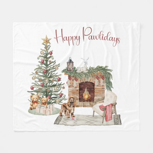 Cobertor De Velo Feliz Pawlidays Design de Cachorro - Cocker Spanie (Frente (Horizontal))
