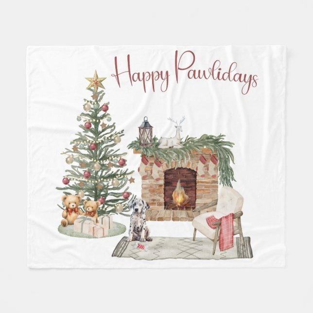 Cobertor De Velo Feliz Pawlidays Design de Cachorro - Dálmata (Frente (Horizontal))