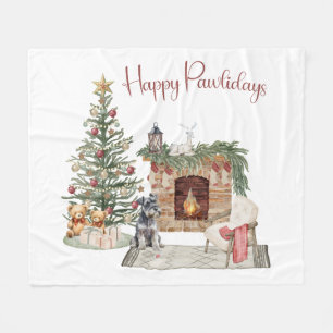 Cobertor De Velo Feliz Pawlidays Design de Cachorro - Schnauzer Min