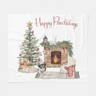 Cobertor De Velo Feliz Pawlidays Design de Cachorro - Shih Tzu