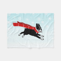 Feliz período de inverno Boston Terrier vestindo o
