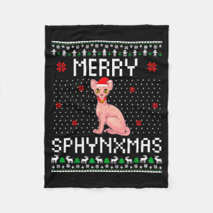 Cobertor De Velo Feliz Sphynxmas Amante de Gato Sphynx Natal Feio E