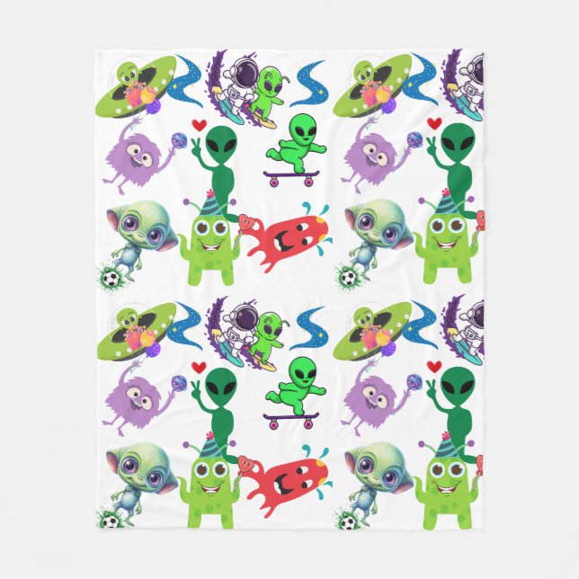 Cobertor De Velo Felizes Aliens Rockin' (Frente)
