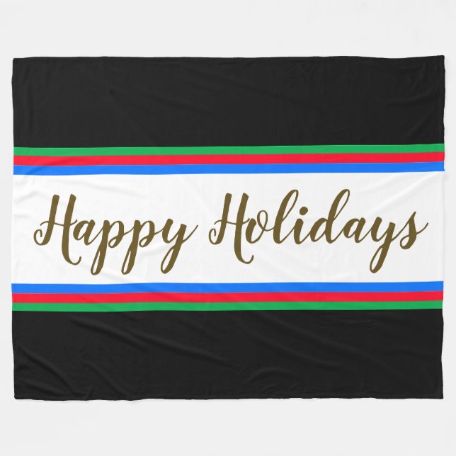 Cobertor De Velo FELIZES HOLIDAYS Black White Green Stripes (Frente (Horizontal))