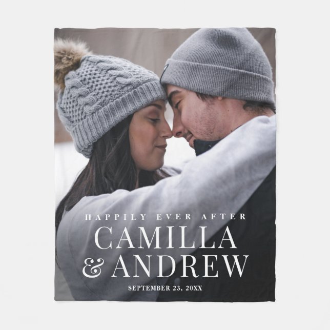 Cobertor De Velo Felizmente Depois Da Foto De Casamento (Frente)