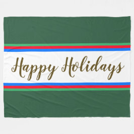 Cobertor De Velo FELIZMENTE HOLIDAYS Verde Azul - Frisas Vermelhas 
