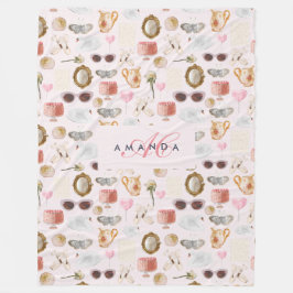Cobertor De Velo Feminina Rosa Coqueteira Coquette Personalizada