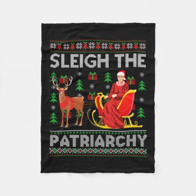 Cobertor De Velo Feminista Ruth Bader Ginsburg Rbg Xmas Sleigh P (Frente)