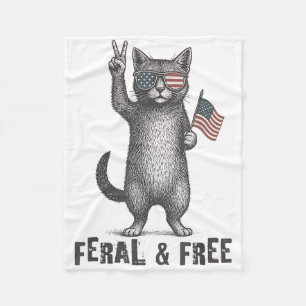 Cobertor De Velo Feral & Free Cat Funny 4 De Julho
