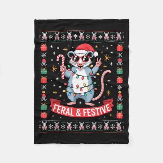 Cobertor De Velo Feral And Festive Ossum Christmas Sweater  (Frente)