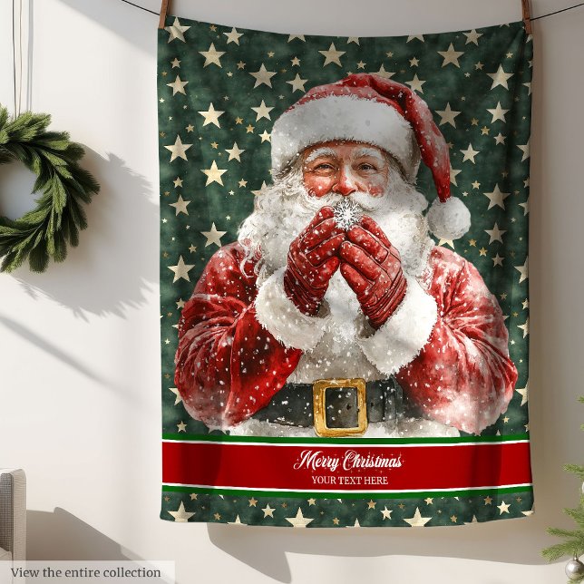 Cobertor De Velo Feriado de Aquarela Claus Clássico (Classic Santa Claus Watercolor Holiday Blanket)