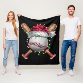 Cobertor De Velo Feriado de Natal com Papais noeis de Baseball no N