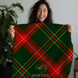 Cobertor De Velo Feriado de Nome Personalizado da Xadrez Natal Clás