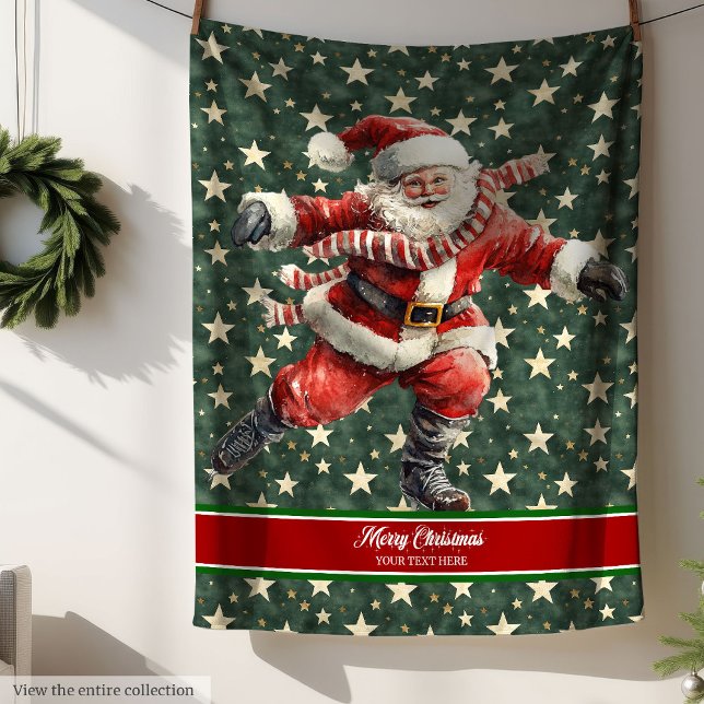 Cobertor De Velo Feriado Feriado Engraçado do Papai Noel (Funny Santa Claus Skating Holiday Christmas Fleece Blanket)