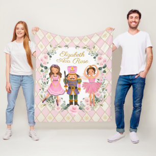 Cobertor De Velo Feriado Floral de Noz-Rosa Blush Menina