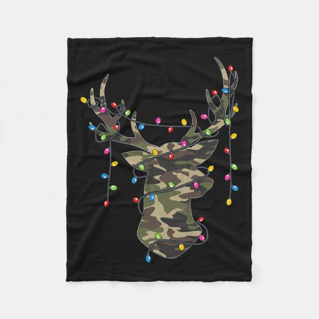 Cobertor De Velo Feriado Natal Camo Caçando Reindeer Deer Xmas (Frente)